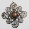 Iron Pendant With Resin Beads. Fashion Jewelry findings. Lead-free. Flower 66mm Sold by Bag