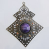 Iron Pendant With Resin Beads. Fashion Jewelry findings. Lead-free. 81x87mm Sold by Bag