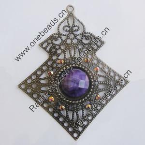 Iron Pendant With Resin Beads. Fashion Jewelry findings. Lead-free. 81x87mm Sold by Bag