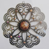 Iron Pendant With Resin Beads. Fashion Jewelry findings. Lead-free. Flower 67mm Sold by Bag