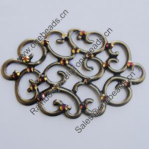 Iron Cabochons With Crystal Beads. Fashion jewelry findings. Lead-free. 60x38mm Sold by Bag