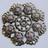 Iron Cabochons With Crystal Beads. Fashion jewelry findings. Lead-free. 54mm Sold by Bag