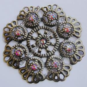 Iron Cabochons With Crystal Beads. Fashion jewelry findings. Lead-free. 54mm Sold by Bag