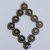 Iron Pendant With Crystal Beads. Fashion Jewelry findings. Lead-free. 62x46mm Sold by Bag