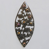 Iron Pendant With Crystal Beads. Fashion Jewelry findings. Lead-free. 64x26mm Sold by Bag