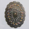 Iron Cabochons With Crystal Beads. Fashion jewelry findings. Lead-free. 54x42mm Sold by Bag