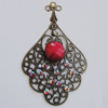 Iron Pendant With Resin Beads. Fashion Jewelry findings. Lead-free. Flower 61x38mm Sold by Bag