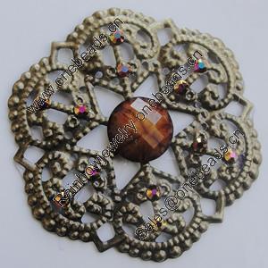  Iron Cabochons With Resin Beads. Fashion jewelry findings. Lead-free. 55mm Sold by Bag