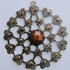 Iron Pendant With Resin Beads. Fashion Jewelry findings. Lead-free. Flower 58mm Sold by Bag