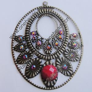 Iron Pendant With Resin Beads. Fashion Jewelry findings. Lead-free. 67x53mm Sold by Bag