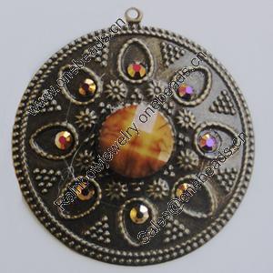 Iron Pendant With Resin Beads. Fashion Jewelry findings. Lead-free. 42mm Sold by Bag