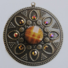 Iron Pendant With Resin Beads. Fashion Jewelry findings. Lead-free. 42mm Sold by Bag