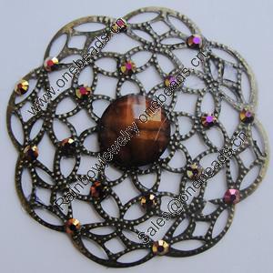 Iron Cabochons With Resin Beads. Fashion jewelry findings. Lead-free. 52mm Sold by Bag