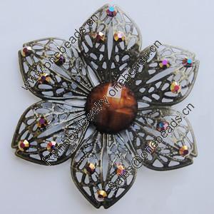 Iron Cabochons With Resin Beads. Fashion jewelry findings. Lead-free. 55mm Sold by Bag
