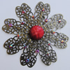 Iron Cabochons With Resin Beads. Fashion jewelry findings. Lead-free. Flower 64mm Sold by Bag