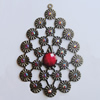 Iron Pendant With Resin Beads. Fashion Jewelry findings. Lead-free. 80x55mm Sold by Bag