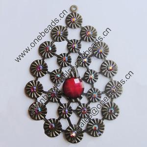 Iron Pendant With Resin Beads. Fashion Jewelry findings. Lead-free. 80x55mm Sold by Bag