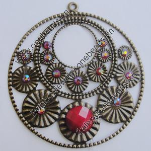 Iron Pendant With Resin Beads. Fashion Jewelry findings. Lead-free. 60mm Sold by Bag