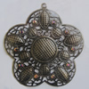 Iron Pendant With Crystal Beads. Fashion Jewelry findings. Lead-free. Flower 66mm Sold by Bag