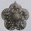 Iron Pendant With Crystal Beads. Fashion Jewelry findings. Lead-free. Flower 66mm Sold by Bag