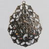 Iron Pendant With Crystal Beads. Fashion Jewelry findings. Lead-free. 71x57mm Sold by Bag