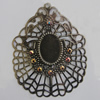 Iron Pendant With Crystal Beads. Fashion Jewelry findings. Lead-free. 65x51mm Sold by Bag