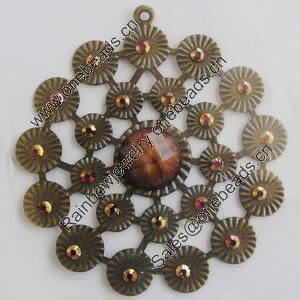 Iron Pendant With Resin Beads. Fashion Jewelry findings. Lead-free. 60mm Sold by Bag