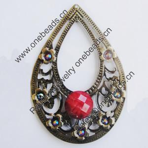 Iron Pendant With Resin Beads. Fashion Jewelry findings. Lead-free. Teardrop 70x48mm Sold by Bag