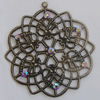 Iron Pendant With Crystal Beads. Fashion Jewelry findings. Lead-free. 45mm Sold by Bag
