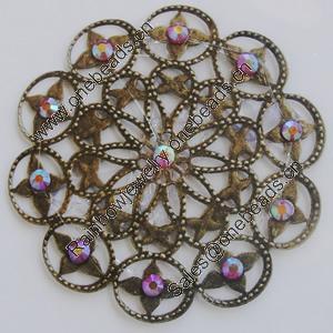 Iron Cabochons With Crystal Beads. Fashion jewelry findings. Lead-free. 47mm Sold by Bag