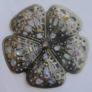 Iron Cabochons With Crystal Beads. Fashion jewelry findings. Lead-free. 48mm Sold by Bag