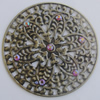 Iron Cabochons With Crystal Beads. Fashion jewelry findings. Lead-free. 49mm Sold by Bag