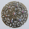 Iron Cabochons With Crystal Beads. Fashion jewelry findings. Lead-free. 44mm Sold by Bag
