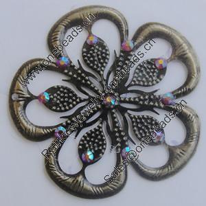 Iron Cabochons With Crystal Beads. Fashion jewelry findings. Lead-free. 51mm Sold by Bag