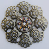 Iron Cabochons With Crystal Beads. Fashion jewelry findings. Lead-free. 52mm Sold by Bag