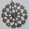 Iron Pendant With Crystal Beads. Fashion Jewelry findings. Lead-free. 57mm Sold by Bag