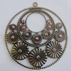 Iron Pendant With Crystal Beads. Fashion Jewelry findings. Lead-free. 60mm Sold by Bag