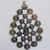 Iron Pendant With Crystal Beads. Fashion Jewelry findings. Lead-free. Teardrop 54x78mm Sold by Bag