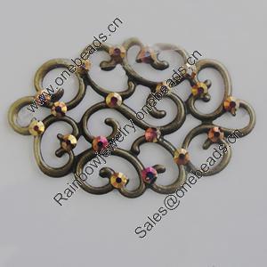 Iron Connector With Crystal Beads. Fashion jewelry findings. Lead-free. 31x48mm Sold by Bag
