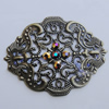 Iron Cabochons With Crystal Beads. Fashion jewelry findings. Lead-free. 34x44mm Sold by Bag