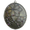 Iron Pendant With Crystal Beads. Fashion Jewelry findings. Lead-free. 60x75mm Sold by Bag