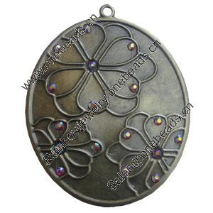 Iron Pendant With Crystal Beads. Fashion Jewelry findings. Lead-free. 60x75mm Sold by Bag