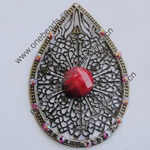 Iron Pendant With Resin Beads. Fashion Jewelry findings. Lead-free. 45x67mm Sold by Bag