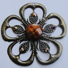 Iron Cabochons With Resin Beads. Fashion jewelry findings. Lead-free. Flower 52mm Sold by Bag