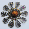 Iron Cabochons With Resin Beads. Fashion jewelry findings. Lead-free. Flower 59mm Sold by Bag