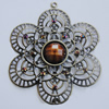 Iron Pendant With Resin Beads. Fashion Jewelry findings. Lead-free. Flower 65mm Sold by Bag