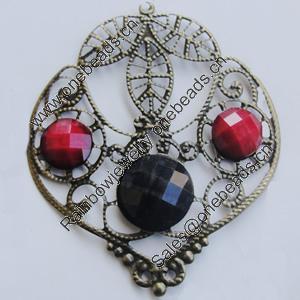 Iron Pendant With Resin Beads. Fashion Jewelry findings. Lead-free. 58x68mm Sold by Bag