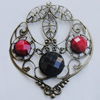 Iron Pendant With Resin Beads. Fashion Jewelry findings. Lead-free. 58x68mm Sold by Bag