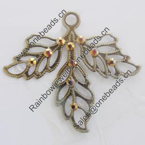  Iron Pendant With Crystal Beads. Fashion Jewelry findings. Lead-free. 50x44mm Sold by Bag