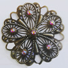 Iron Cabochons With Crystal Beads. Fashion jewelry findings. Lead-free. 48mm Sold by Bag